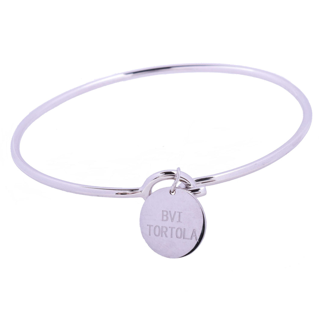 British Virgin Islands Tortola Love Sterling Silver Charm Bangle