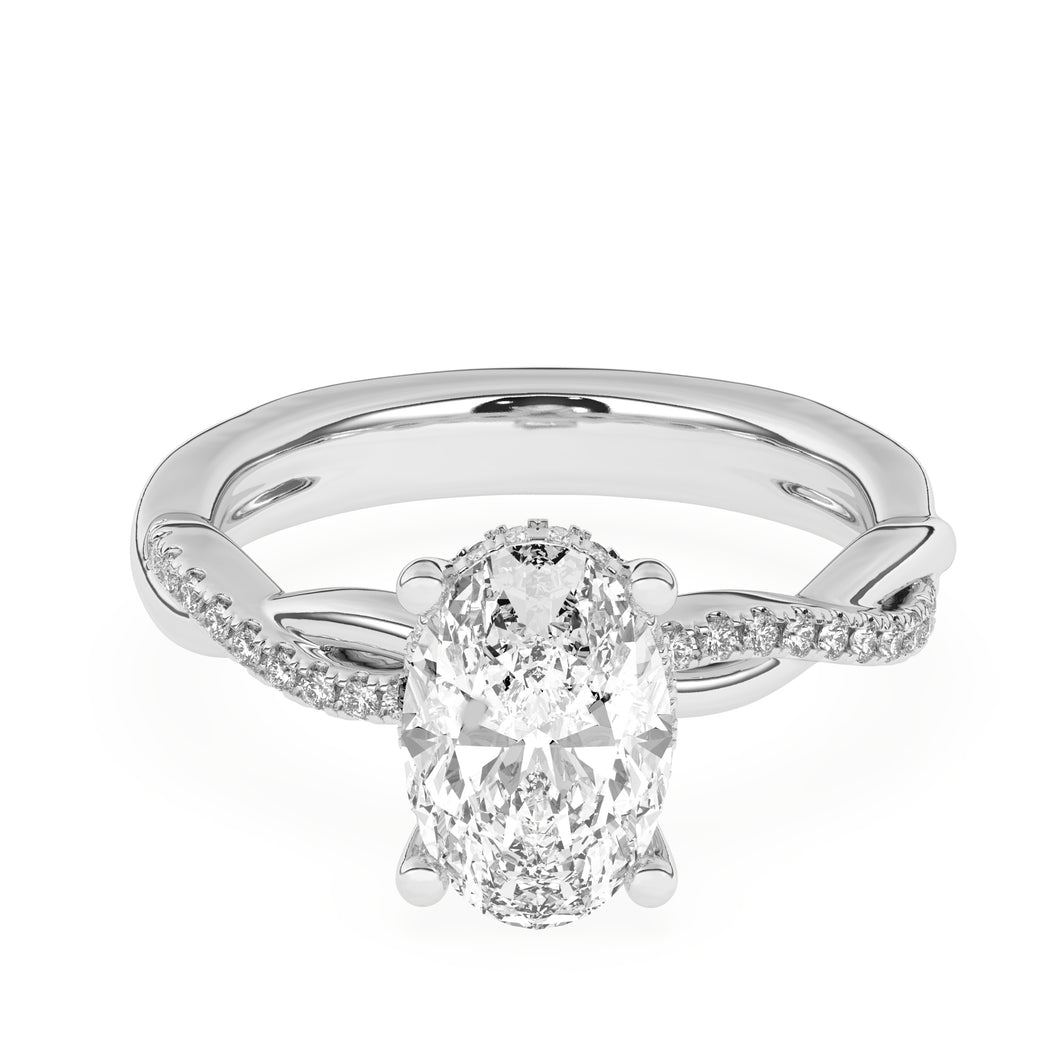 2.71 CT Oval Lab-Created Diamond Ring with Twisted Band