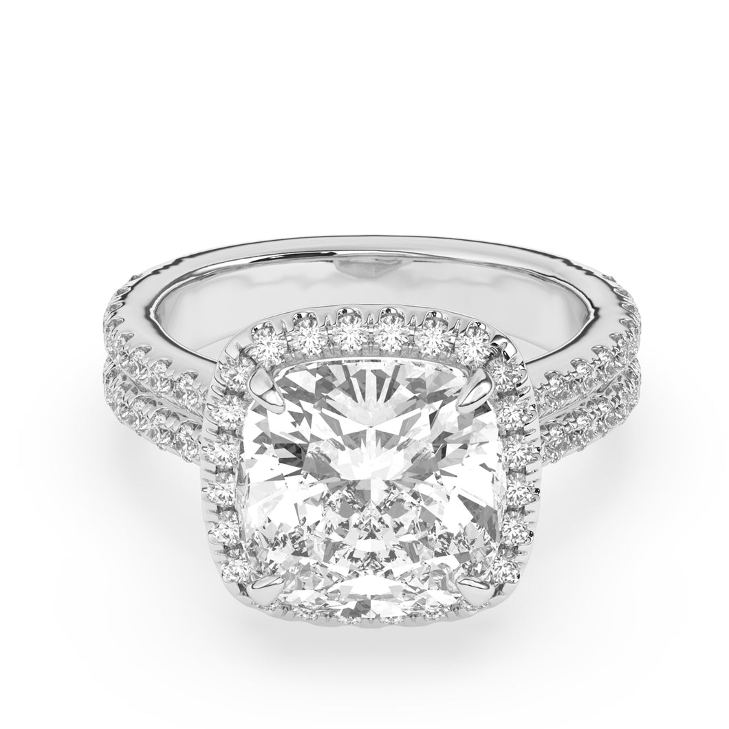 5.09 CT Cushion Cut Lab-Created Diamond Ring with Halo