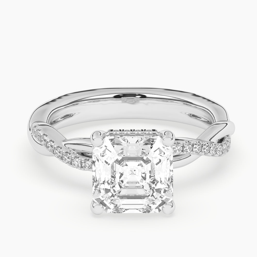 4.50 CT Asscher Lab-Created Diamond Ring with Twisted Band