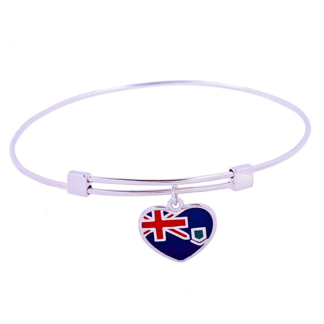 British Virgin Islands Tortola Flag Sterling Silver Charm Bangle