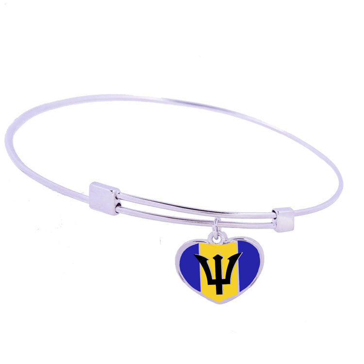 Barbados Flag Sterling Silver Charm Bangle