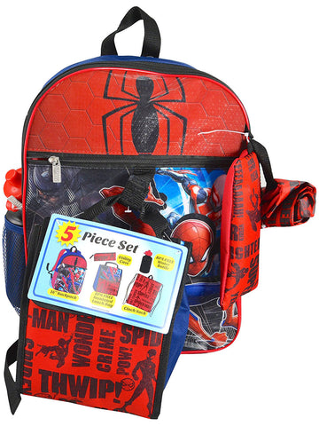 Spiderman 5 piece backpack set