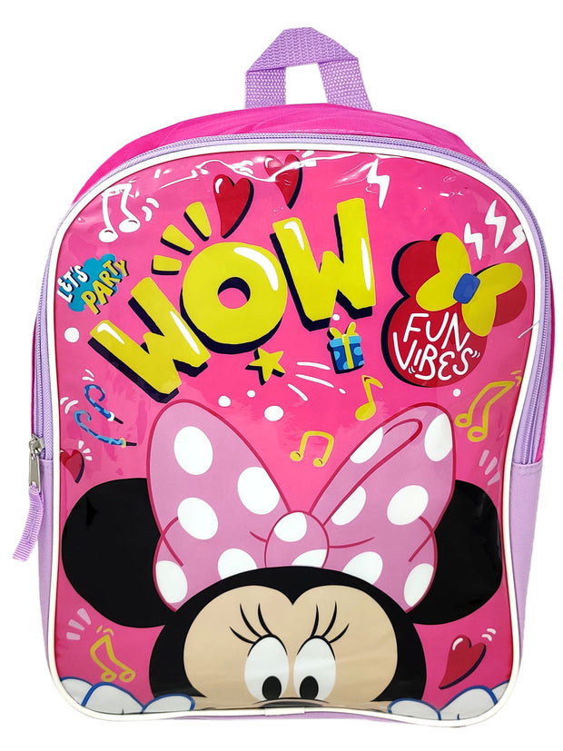 Minnie Mouse Disney Backpack  15" Girls Pink w/ Girls Bi-Fold Wallet Set