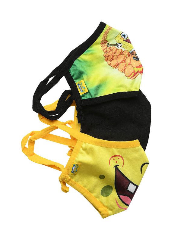 Spongebob Squarepants Kids 5 PC Smiles Face Masks Cover w/ Gaiter & Bandana Set