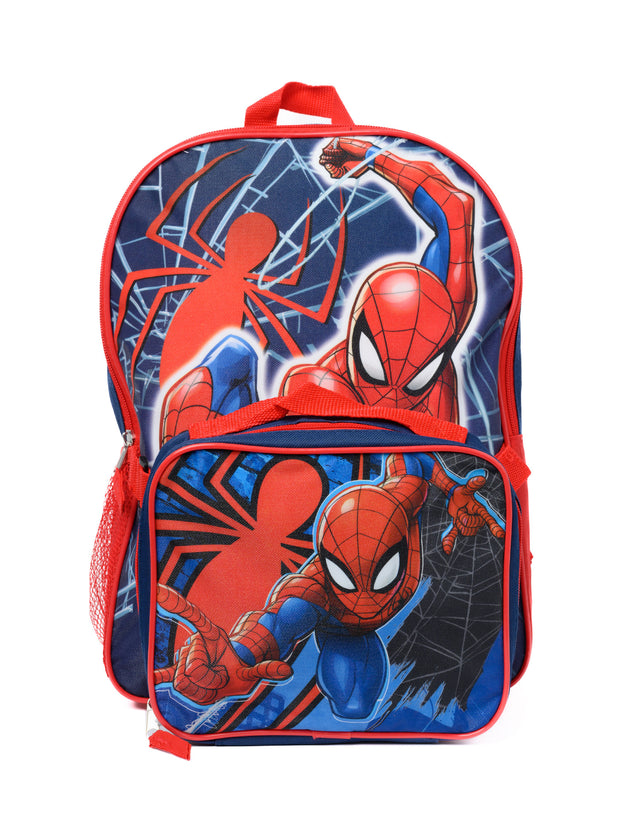 Spider-Man Backpack & Lunch Bag Detachable Insulated 2PC Marvel Boys Blue