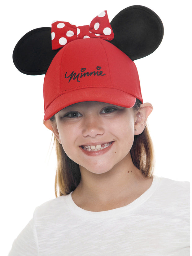 Minnie Mouse Hat With Ears Baseball Hat Cap Red Disney Girls