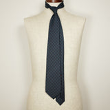 Navy Silk Six-Fold Tie with Circle Print