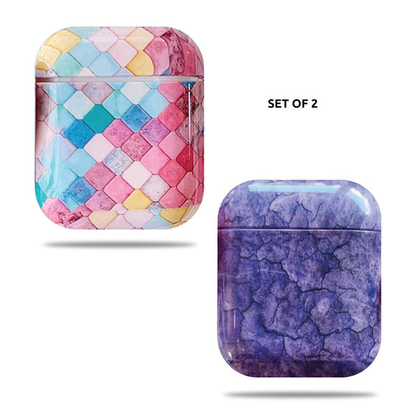 Hard Glossy Airpods Case - Multicolor & Purple
