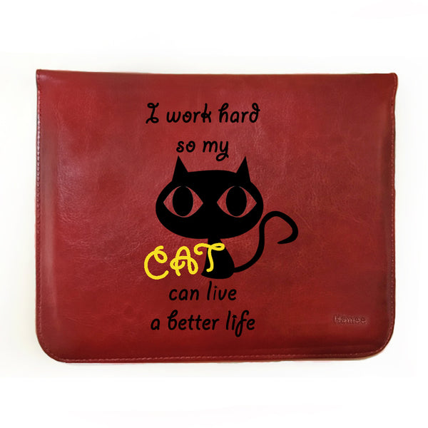 Hamee - Work Hard - Tan Brown Leather 11 inch Tablet Sleeve-Hamee India