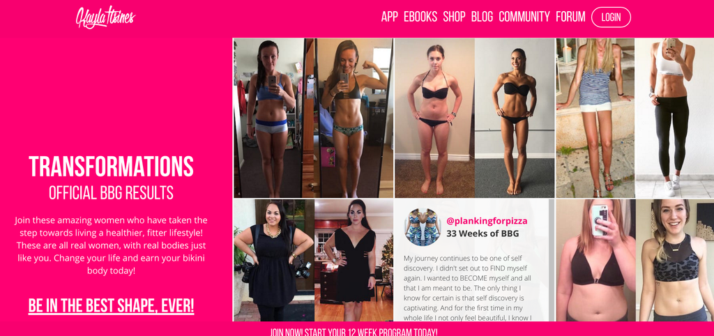 Kayla Itsines product copy | Shopify Retail blog