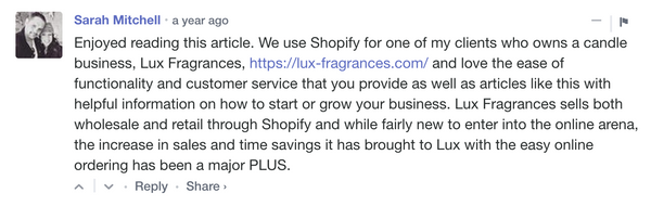 Sarah Mitchell, Lux Fragrances | Shopify Retail blog