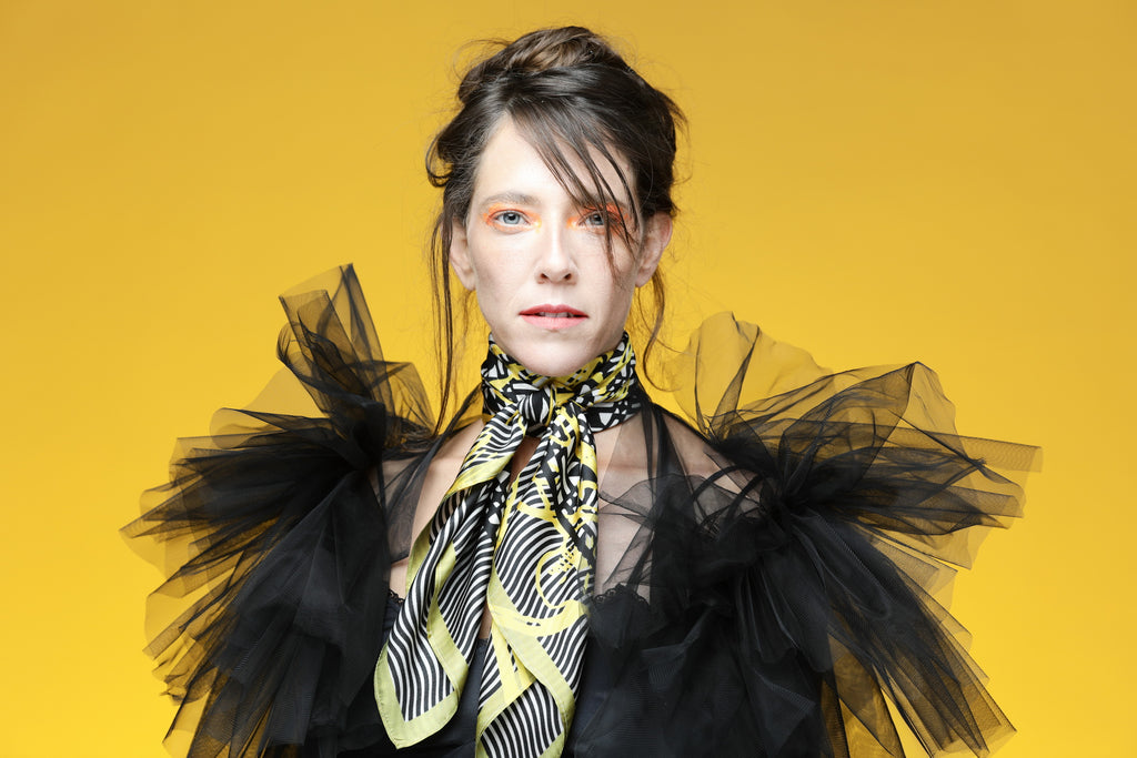 The Vienna Yellow Flower Silk Scarf