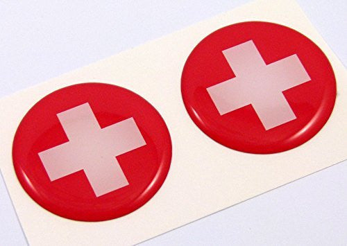 Swiss Switzerland flag Round domed decal emblem Car bike 3d sticker  2.44"