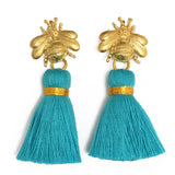 The 'Queen Bee' Tassel Earrings - Turquoise