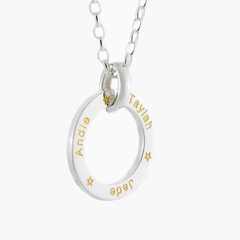 Silver LoveLoop Necklace with gold fill engraving