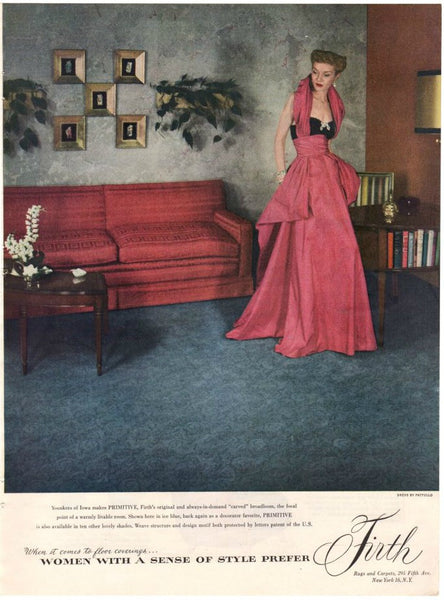 Vintage 1940s Heywood Wakefield Furniture Magazine Print Ad Firth Carpet Advertising