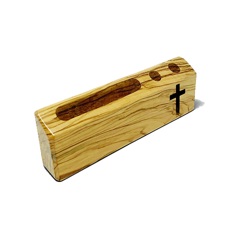 Holy Land Olive Wood Business Card and Pen Holder