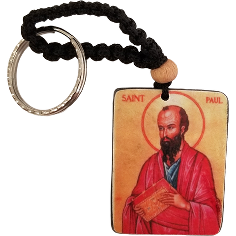 Holy Land Icon Keychain, Saint Paul, Hand Carved Serpentine Stone