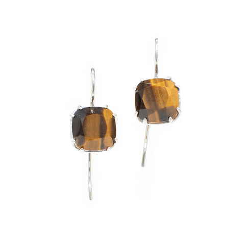 Darby Scott cushion cut tiger eye earrings 