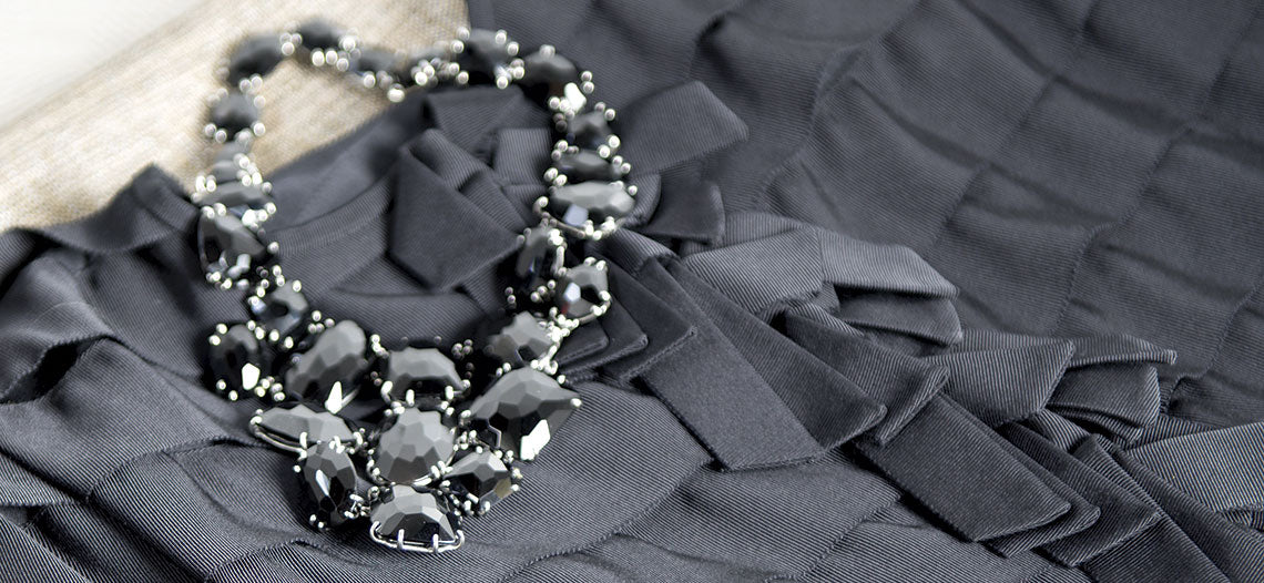 Black Onyx Bib Necklace on Ribbon Sweater - Darby Scott