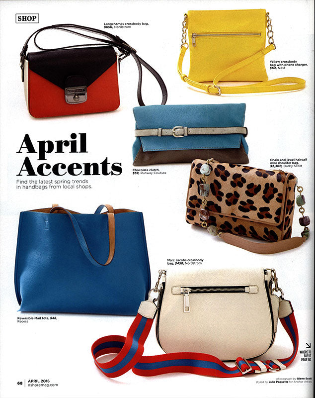 Handbags featured in magazine includes Darby Scott Leopard ShoulderBag