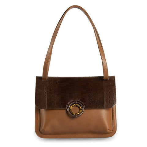 Darby Scott Saddle bag in cognac pebble leather 