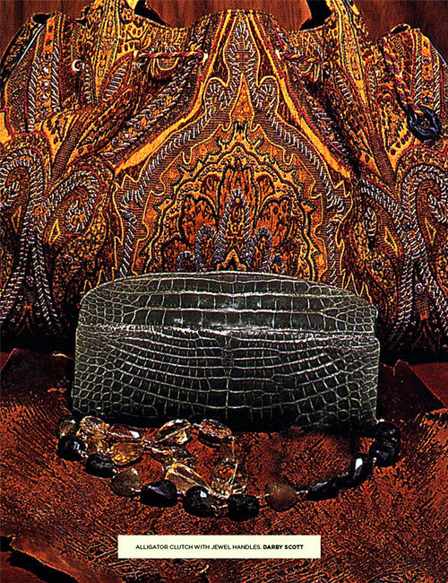 Alligator Clutch with jeweled handle by Darby Scott