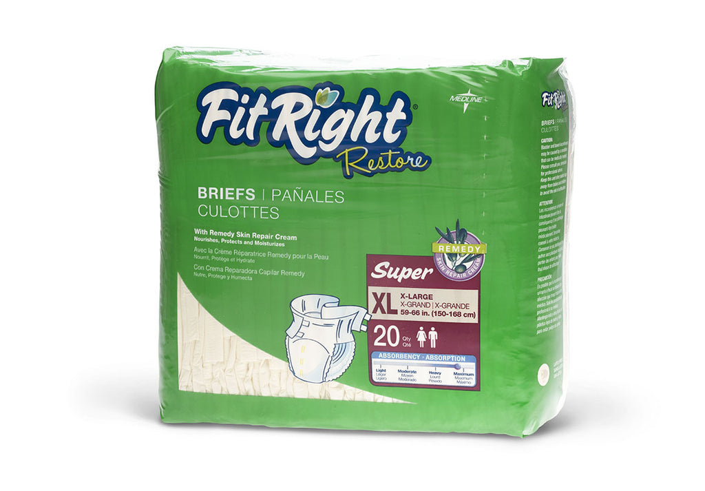 FitRight Restore Extended Wear Briefs - 57"-66" X-Large - 80 Each / Case
