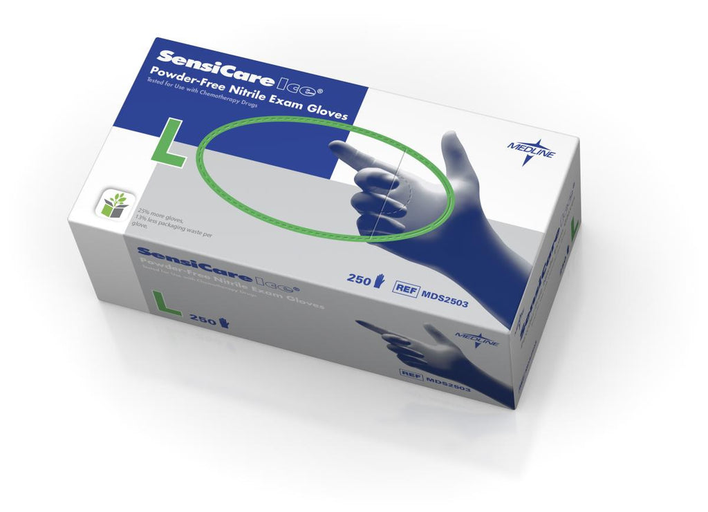 SensiCare Ice Blue Nitrile Exam Gloves - Violet Blue - Large - 250 Each / Box