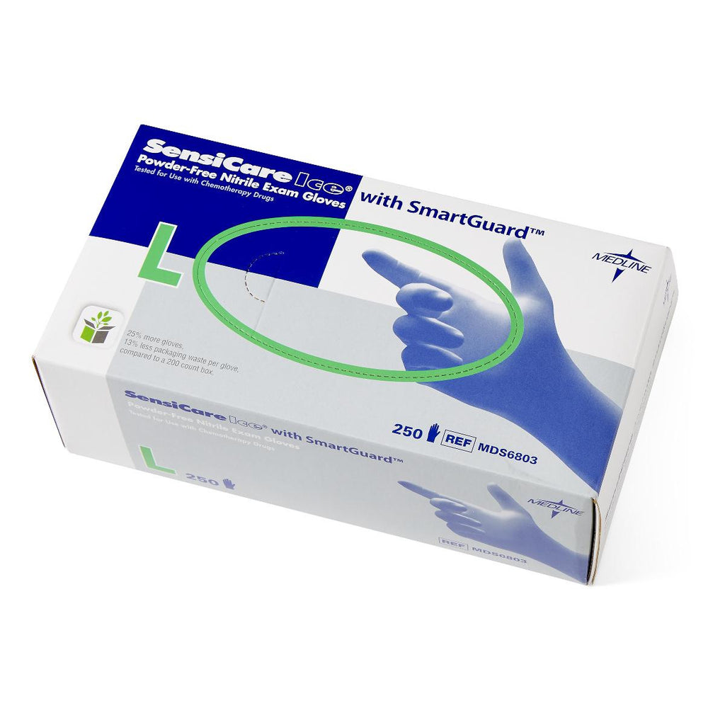 SensiCare Ice Blue Nitrile Exam Gloves - Violet Blue - Large - 2500 Each / Case