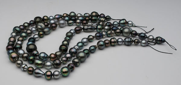 Three-row Tahitian pearl harvest strand