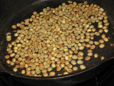 roasting green coffee beans
