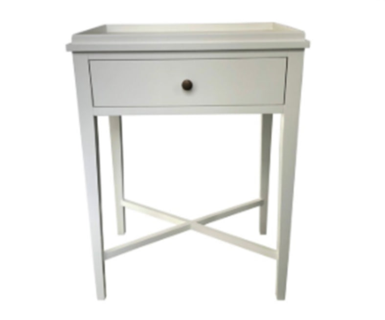 white bedside table one drawer