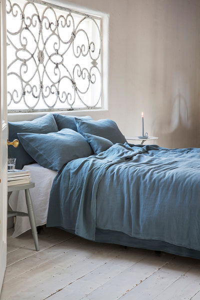 Parisian Blue Linen Duvet Cover