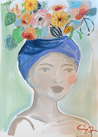 Christenberry Collection, Southern Artist, Woman carrying flowers on her head