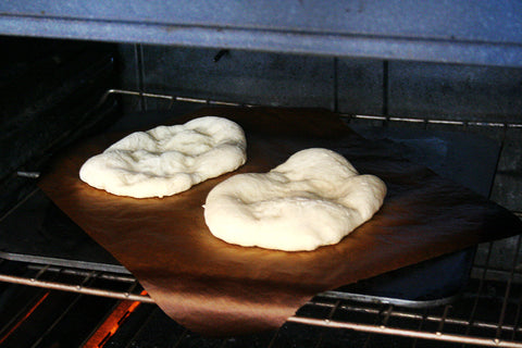 naan bread baking in the oven