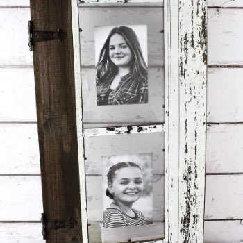 Distressed White Wood Barn Door Double Photo Frame