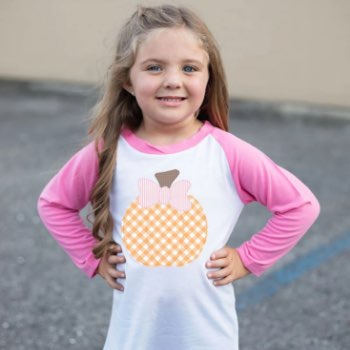 Gingham pumpkin toddler fall tee