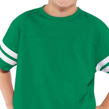 Personalizable green youth jersey varsity tee