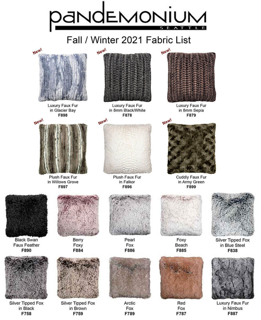 Fabric Swatches - Pandemonium Millinery Faux Fur Boutique made in