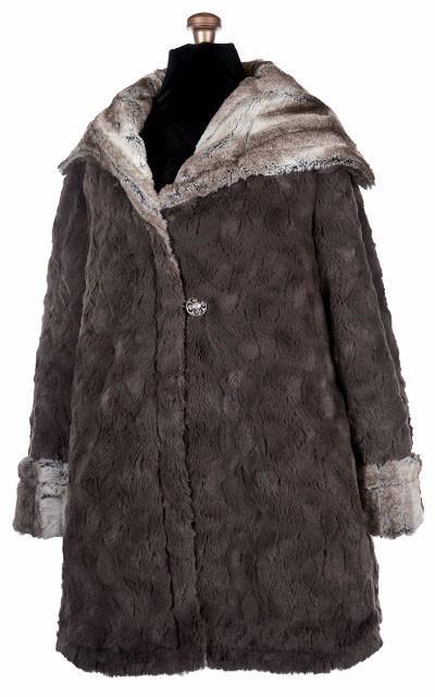 variabel Christchurch Vloeibaar Hepburn Swing Coat - Luxury Faux Fur in Birch with Assorted Faux Fur ( -  Pandemonium Millinery Faux Fur Boutique made in Seattle WA USA