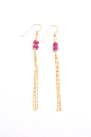 Gold Fringe Earrings-Ruby