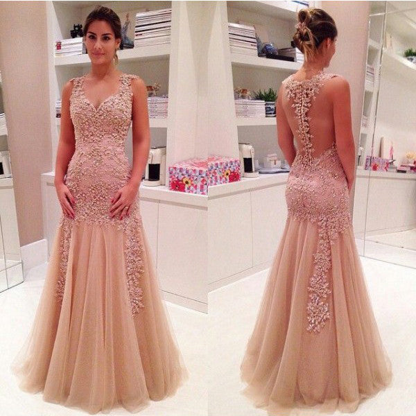 champagne color formal gown