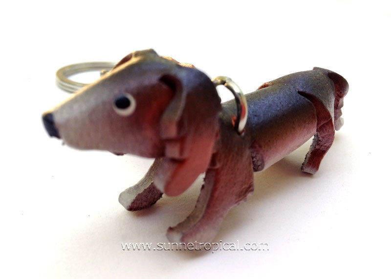 Miniature Dachshund Dog 3D Leather Key Chain (Black)