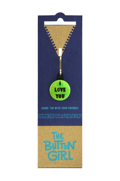 Zipper Pull I Love You The Button Girl