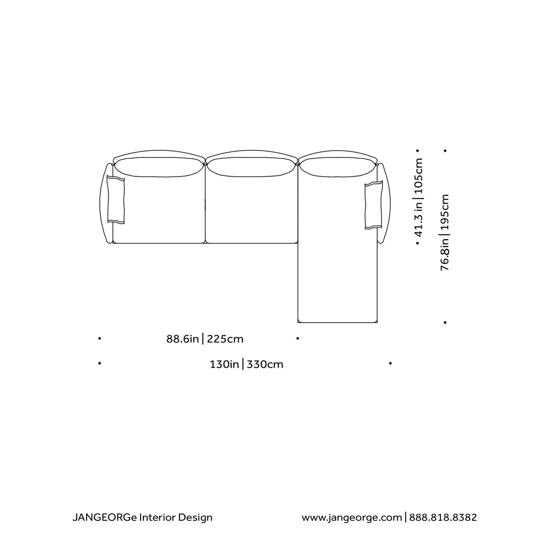 JANGEORGe Interiors & Furniture Moroso Gentry C20 Sofa Quick Ship Version Diagram Right