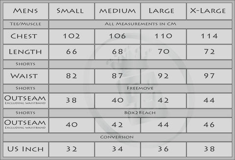 Mens size guide