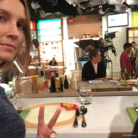 ThePieous (Jessica Leigh Clark-Bojin) on the set of the CHEW