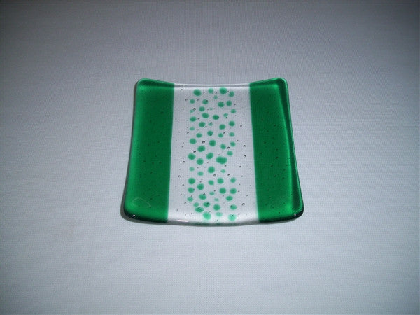Flared Square Plate - 150 - Bands & Sprinkles - Pure Emerald